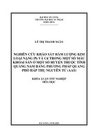 Nghiên cứu khảo sát hàm lượng kim loại nặng pb và cd trong một số mẫu khoai sắn ở một số huyện trên địa bàn tỉnh quảng nam bằng phương pháp quang phổ hấp thụ nguyên tử (aas) 