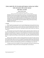 Lồng ghép yếu tố văn hóa Huế trong giảng dạy tiếng Việt cho sinh viên nước ngoài đến học tại Huế