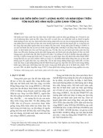 Đánh giá diễn biến chất lượng nước và mầm bệnh trên tôm nuôi mô hình nuôi luân canh tôm lúa