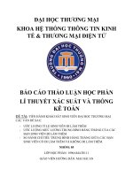 ƯỚC LƯỢNG TỈ LỆ SINH VIÊN ĐI LÀM THÊM ƯỚC LƯỢNG MỨC LƯƠNG TRUNG BÌNH HÀNG THÁNG CỦA CÁC BẠN SINH VIÊN ĐI LÀM THÊM SO SÁNH CHỈ TIÊU TRUNG BÌNH HÀNG THÁNG GIỮA CÁC BẠN SINH VIÊN CÓ ĐI LÀM THÊM VÀ KHÔNG ĐI LÀM THÊM