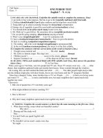 ONE PERIOD TEST Engish 7 N 4ab