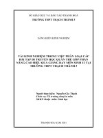 Vài kinh nghiệm trong việc phân loại các bài tập di truyền học quần thể góp phần nâng cao hiệu quả giảng dạy môn sinh 12 tại trường thpt thạch thành 3 