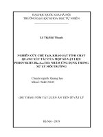 Dự án tóm tắt Luận án Tiến sĩ Vật lý: Nghiên cứu chế tạo, khảo sát tính chất quang xúc tác của một số vật liệu perovskite Bi₀.₅A₀.₅TiO₃ nhằm ứng dụng trong xử lý môi trường