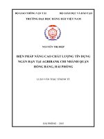 Biện pháp nâng cao chất lượng tín dụng ngắn hạn tại agribank chi nhánh quận hồng bàng hải phòng 