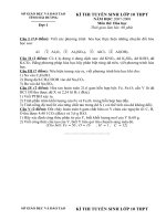 DE THI VAO LOP 10 TINH HAI DUONG CAC NAM MON HOA HOC