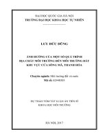 Dự thảo tóm tắt Luận án Tiến sĩ Khoa học môi trường: Ảnh hưởng của một số quá trình địa chất môi trường đến môi trường đất khu vực cửa sông Mã, Thanh Hóa