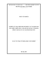 Nghiên cứu đặc điểm khu hệ động vật tại khu bảo tồn thiên nhiên phu canh, huyện đà bắc, tỉnh hòa bình và đề xuất các biện pháp bảo tồn 