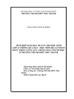 Tích hợp giáo dục di sản cho học sinh lớp 12 thông qua dạy   học môn địa lí nhằm phát triển năng lực, phẩm chất người học ở trường THCSTHPT như thanh 