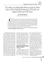 Tác động của Hiệp định Đối tác kinh tế chiến lược xuyên Thái Bình Dương (TTP) đối với ngành chăn nuôi Việt Nam