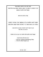 Luận án tiến sĩ Ngôn ngữ học: Chức năng tác động của ngôn ngữ thơ (Trường hợp thơ Tố Hữu, thơ Chế Lan Viên) .