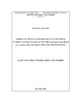 Nghiên cứu đề xuất giải pháp quản lý côn trùng và động vật hại cây dẻ gai yên thế (castanopsis boisii hickel et a camus,1992) tại thị xã chí linh, tỉnh hải dương 