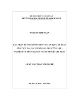 Các nhân tố ảnh hưởng đến việc áp dụng kế toán dồn tích tại các cơ sở giáo dục công lập – nghiên cứu trên địa bàn thành phố hồ chí minh 