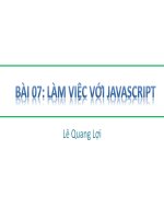 Bài giảng HTML – DHTML - Javascript (Thiết kế Web): Bài 7 - Lê Quang Lợi