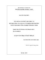 Xây dựng cơ sở dữ liệu phục vụ hỗ trợ công tác quản lý ô nhiễm môi trường nước thải khu công nghiệp tỉnh bắc ninh    
