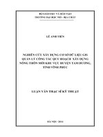 Nghiên cứu xây dựng cơ sở dữ liệu gis quản lý công tác quy hoạch xây dựng nông thon mới khu vực huyệ tam dương, tỉnh vĩnh phúc    