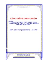 Nâng cao nhận thức và kỹ năng phòng chống với các chất kích thích cho học sinh THPT trên địa bàn thành phố vinh 