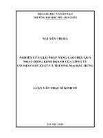 Nghiên cứu giải pháp nâng cao hiệu quả hoạt động kinh doanh của công ty cổ phần sản xuất và thương mại bắc hưng    