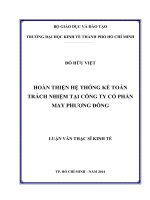 Luận văn Thạc sĩ Kinh tế: Hoàn thiện hệ thống kế toán trách nhiệm tại Công ty cổ phần May Phương Đông