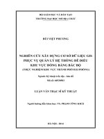 Nghiên cứu xây dụng cơ sở dữ liệu gis phục vụ hệ thống đê điều khu vực đồng bằng bắc bộ (thực nghiệm khu vực thành phố hải phòng)    