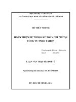 Luận văn Thạc sĩ Kinh tế: Hoàn thiện hệ thống kế toán chi phí tại Công ty TNHH Yahon