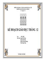 KẾ HOẠCH GIÁO DỤC THÁNG 12 NĂM HỌC 2019-2020 KHỐI NHÀ TRẺ