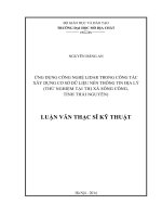 Ứng dụng công nghệ lidar trong công tác xây dựng cơ sở dữ liệu nền thông tin địa lý (thử nghiệm tại thị xã sông công, tỉnh thái nguyên)    