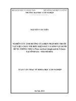 Nghiên cứu ảnh hưởng của biện pháp đốt trước vật liệu cháy tới điều kiện đất và sinh vật dưới rừng thông nhựa (pinus merkusii jungh and de vrieses) tại tĩnh gia   thanh hóa 