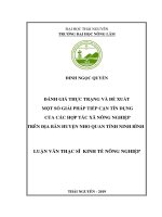 Đánh giá thực trạng và đề xuất một số giải pháp tiếp cận tín dụng của các hợp tác xã nông nghiệp trên địa bàn huyện nho quan tỉnh ninh bình 