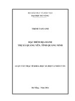 Đặc điểm địa danh thị xã quảng yên, tỉnh quảng ninh   