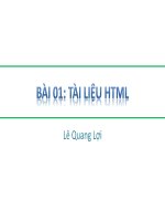 Bài giảng HTML – DHTML - Javascript (Thiết kế Web): Bài 1 - Lê Quang Lợi