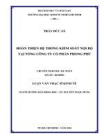 Luận văn Thạc sĩ Kinh tế: Hoàn thiện hệ thống kiểm soát nội bộ tại Tổng công ty cổ phần Phong Phú