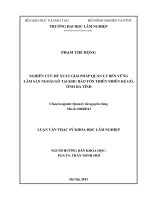 Nghiên cứu đề xuất giải pháp quản lý bền vững lâm sản ngoài gỗ tại khu bảo tồn thiên nhiên kẻ gỗ, tỉnh hà tĩnh 