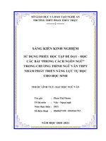 Sử dụng phiếu học tập để dạy   học các bài PHONG CÁCH NGÔN NGỮ trong chương trình ngữ văn THPT nhằm phát triển năng lực tự học cho học sinh 