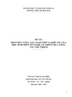 phát huy năng  lực giao tiếp và hợp tác của học sinh miền núi nghệ an thông qua công tác chủ nhiệm 