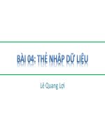 Bài giảng HTML – DHTML - Javascript (Thiết kế Web): Bài 4 - Lê Quang Lợi