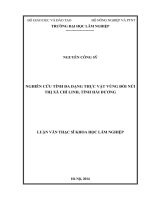 Nghiên cứu tính đa dạng thực vật vùng đồi núi thị xã chí linh, tỉnh hải dương 