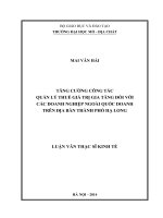Tăng cường công tác quản lý thuế giá trị gia tăng đói với các doanh nghiệp ngoài quốc doanh trên địa bàn thành phố hạ long    