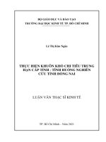 Thực hiện khuôn khổ chi tiêu trung hạn cấp tỉnh   tình huống nghiên cứu tỉnh đồng nai 