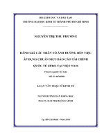 Luận văn Thạc sĩ Kinh tế: Đánh giá các nhân tố ảnh hưởng đến việc áp dụng Chuẩn mực báo cáo tài chính Quốc tế (IFRS) tại Việt Nam