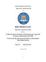 Phân tích nguyên tắc Hướng vào khách hàng trong 7 nguyên tắc của Quản trị chất lượng theo ISO 9000. Liên hệ việc thực hiện nguyên tắc hướng vào khách hàng tại doanh nghiệp Samsung