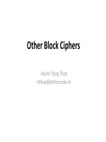 Bài giảng Mật mã học: Other block ciphers - Huỳnh Trọng Thưa