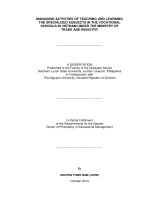 Managing activities of teaching and learning the specialized subjects in the vacatinal schools in viet nam under the ministry of trade and industry 