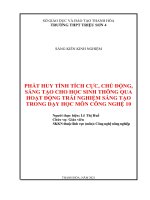 Phát huy tính tích cực, chủ động, sáng tạo cho học sinh thông qua hoạt động giáo dục trải nghiệm sáng tạo trong dạy học môn công nghệ 10 