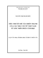 Tiểu thuyết đề tài chiến tranh của các nhà văn nữ việt nam từ góc nhìn phân tâm học  
