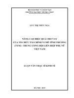 Nâng cao hiệu quả cho vay của tổ chức tài chính vi mô tình thương (tym)   trung ương hội liên hiệp phụ nữ việt nam    