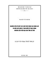 Nghiên cứu đề xuất các giải pháp nâng cao năng lực và hiệu quả quản lý nhà nước  về hoạt động khoáng sản trên địa bàn tỉnh hà tĩnh    