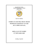 Nghiên cứu hấp phụ thuốc nhuộm methylen xanh bằng vật liệu bã cà phê  nano fe3o4  