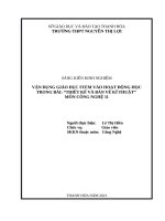 Vận dụng giáo dục STEM vào hoạt động học trong bài thiết kế và bản vẽ kĩ thuật   môn công nghệ 11 