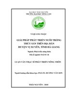 Giải pháp phát triển nuôi trồng thủy sản trên địa bàn huyện vị xuyên tỉnh hà giang 