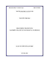 (Luận án tiến sĩ) hoạt động tranh tụng tại phiên tòa xét xử sơ thẩm án hình sự 